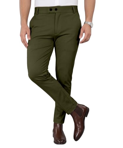Image of Mehrang Men's Stretchable Stretchable Formal Pant Trousers | Stylish Slim Fit Men's Wear Trousers for Office or Party | Polycotton Knitted Fabric