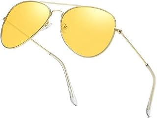 MIKClassic Aviator Metal Unisex Sunglasses, Silver Frame, Yellow Lens (Medium) Pack of 1 Price In India