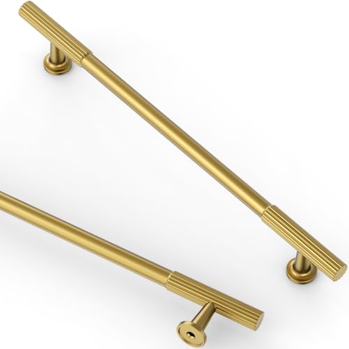 Asidrama 10 Pack 7.5 inch Vibrant Brushed Moderne Brass Cabinet Pulls