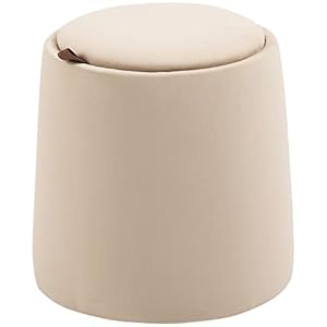 HOMCOM 2-in-1 Ottomaanse kruk, ronde gestoffeerde kruk, voetenbank met opbergruimte, afneembaar deksel in fluweellook, bijzettafel voor woonkamer, slaapkamer, beige, Ø44 cm x 47,5 cm