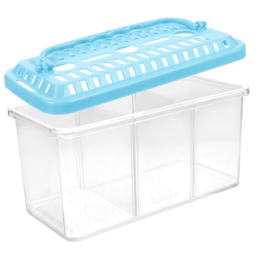 POPETPOP 透明設計 三格仕切り魚繁殖ボックス 魚の隔離と成長管理用 アクアリウム用水槽 小型で掃除簡単 素材採用