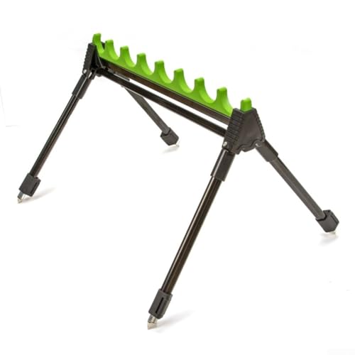 FACULX Supporto per canna da pesca telescopico, robusto e portatile, con supporto per canna da pesca a 4 gambe, in lega di zinco + EVA, verde, montaggio superficiale