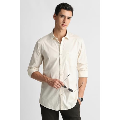 Image of Peter England Men's Cotton Slim Fit Print Shirt
