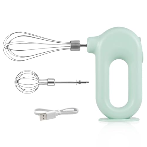 Handmixer, Kabelloser Elektrischer Mini-Eierschläger Handrührgerät Mit 4 Geschwindigkeitsstufen USB Aufladung 1500mah Praktischer Handrührer Elektrischer Mixer Für Die Küche Restaurant (Grün)