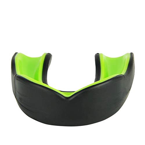 Oral Mart - Protector bucal Deportivo para Adultos - Protector bucal para Adultos para fútbol, Boxeo, Karate, Artes Marciales, Rugby, Artes Marciales Mixtas, Sparring, Hockey (Negro/Verde)