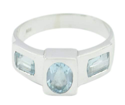 Bague en argent 925 véritable RIYO alliance femme pierre précieuse bleue naturelle