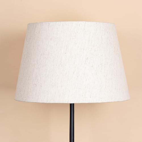 Image of Divine Trends Cotton Off White Tapered Lamp Shade 12 inch Inches Bottom Diameter Compatible with E27 & E14 Holders (Pack of 1)