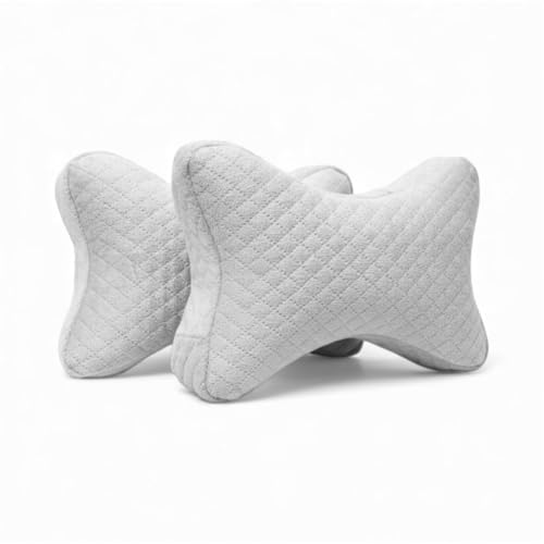 Image of Velvet Soft car Neck Pillow for Travel, Travel Memory Foam Rest Pillow /Cushion Set of Pillows Compatible with All Cars - Pack of 2 Pieces (Memory Foam Grey)
