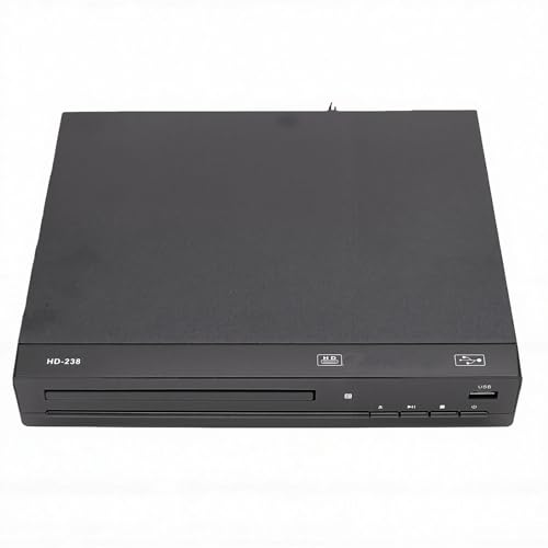 Denash Lecteur DVD Toutes Régions 1080P HD avec Affichage LED de Lecture USB CD MP3 et Câble AV pour Le Divertissement Home Cinéma (Prise UE)