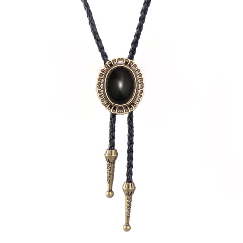 Image of AZORA Western Cowboy Bolo Tie Men Leather Necktie Leather Cord Turquoise Stone Bolo Ties for Men Women