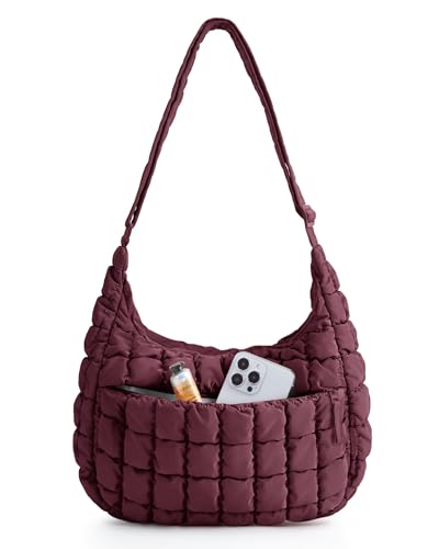 Image of BAGSMART Quilted Crossbody Bags for Women, Travel Purses Hobo Shoulder Bag | Fits 12.9 inch iPad, Long Adjustable Strap, Puffer Purses for Commute Daily Use Travel Essentials, Inner Pockets, Water-resistant