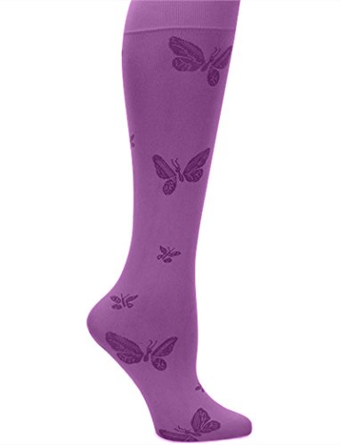 Nurse Mates Women's Patterned 11 Mmhg Compression Knee-High Lightweight Trouser Socks Orchid