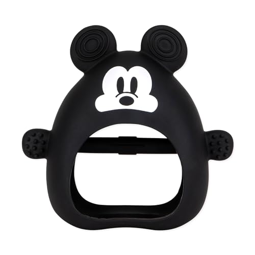 Image of Bumkins Disney Baby Silicone Undroppable Teething Mitt, Freezer Toy Teether Keys, Soft Flexible Platinum Silicone Pacifier to Chew, Cool Teether Gum Relief, Essentials Babies 3 Months, Mickey Mouse
