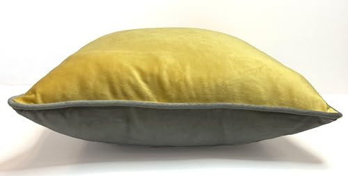 Rapport home Piped Velvet Square Reversible Cushion Cover 43 x 43cm Ochre and Silver, 45 x 45 cm (Pack of 1) - Image 3