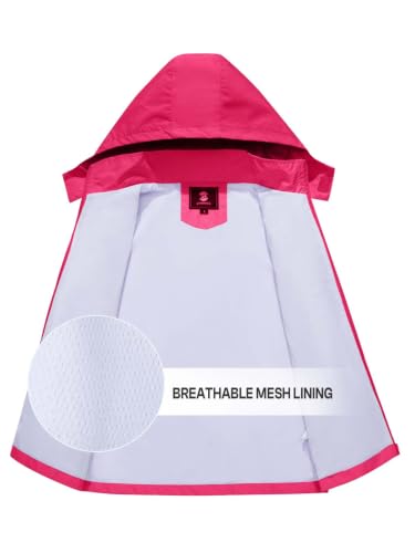 Image of SaphiRose Kids Waterproof Rain Jacket Mesh Lined with Removable Hood | Lightweight rain coat, windproof, breathable, school, camping, travel, outdoor play, boys and girls