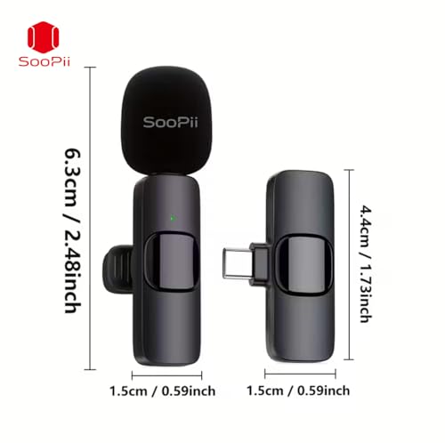 Image of SOOPII SX9 Wireless Microphone for PC, Android,iOSSmartphones,Tablets& Cameras, Dual Collar Mics with 1 Receiver,360 Noise Cancellation,Plug& Play, Ideal for YouTube, Vlogs, Live & Video Recording