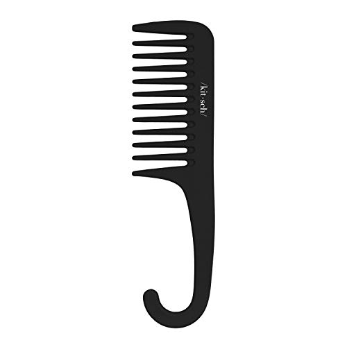 Kitsch Pro Wide Tooth Comb Detangling Hair Brush, Easy Handle Comb Black for Women with thick Hair