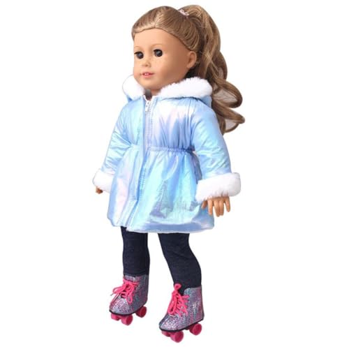 DUORUIMI Doll Clothes Winter Outfit Long Coat Jacket for American Girl Doll 18 inch, Blue, free size