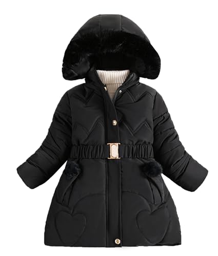 Veste matelassée doublée en polaire pour fille avec grand col en fourrure chaude