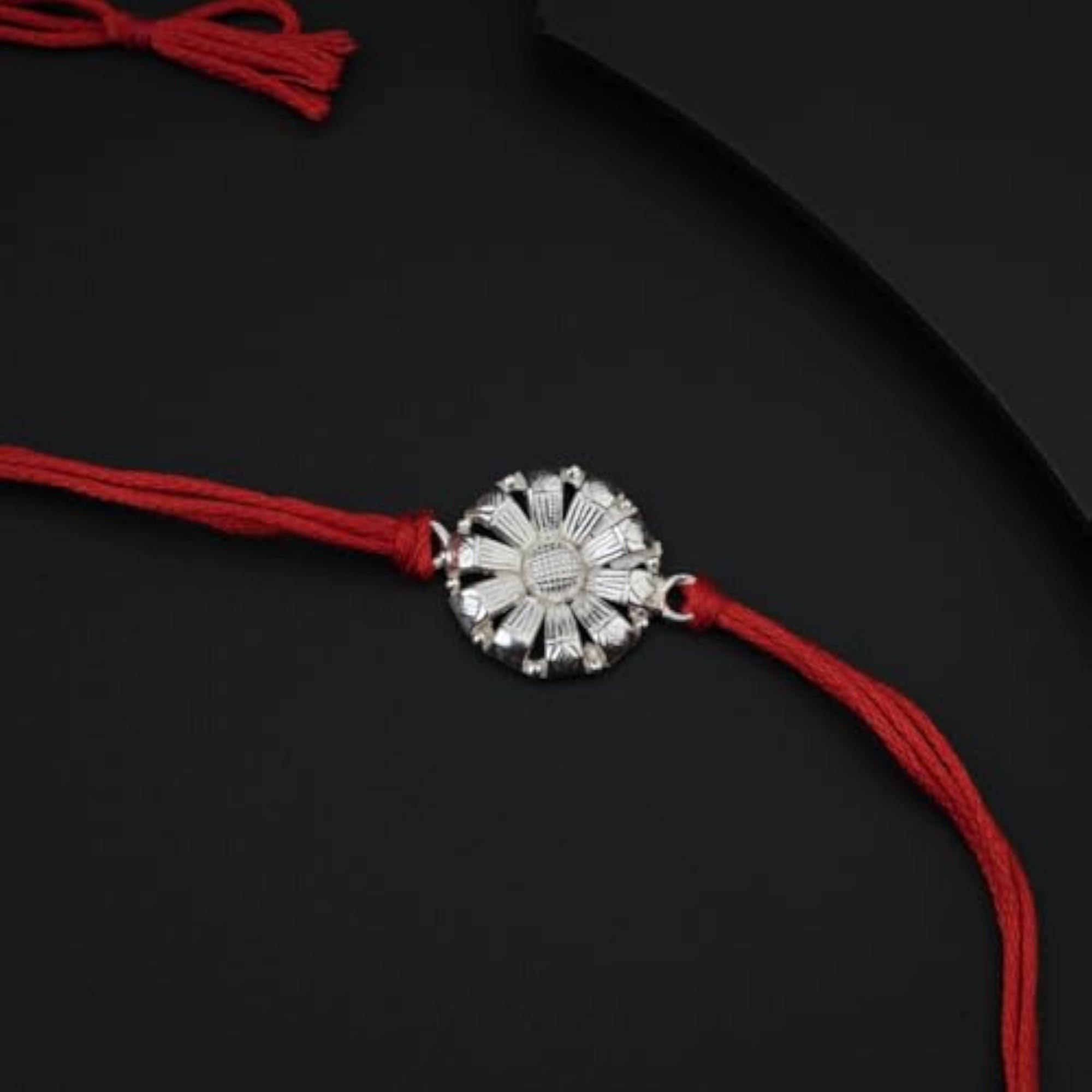 House Of Handmade Silver Flower Rakhi for Brother