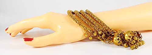 Image of NMII Metal with Zircon Gemstone, Pearls and Beads Studded Glossy Finished Bangle Set For Women and Girls