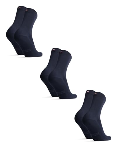 DANISH ENDURANCE Bamboo Socks, Breathable Anti Sweat Socks, Soft, Everyday Wear, for Men & Women, Unisex, 6 Pack, Navy Blue 3-pack, 9-12