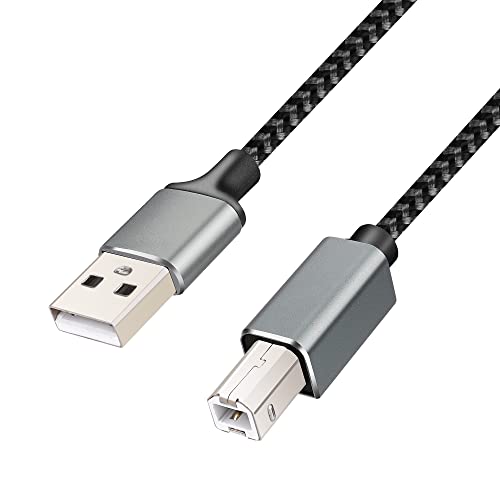 LoongGate Câble d'imprimante USB Haute Vitesse - USB 2.0 Câble de Scanner d'imprimante USB Type A mâle à B Cordon mâle pour HP, Canon, Dell, Lexmark, Epson, Xerox - 3m - Noir Cover