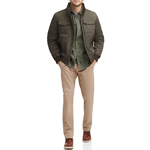 Dockers Men's Quilted Lined Flight Bomber Jacket, Army Green, Large #TOP3