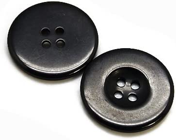 Image of Pack of 12 Buttons Diameter 25 mm,(1 inch) 4 Holed for Sewing and Art and Craft Round Buttons with 4 Holes| (Black Resin)