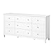 VEVOR 9 Drawer Dresser, Wooden Chest of Drawers with Sliding and Anti-tip Device, Retro Minimalist Dresser Chest, Closet Storage TV Stand Organizer for Living Room, Hallway, Bedroom, Entryway, White