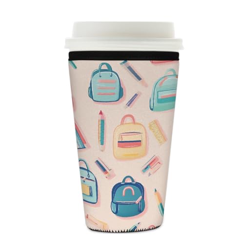 Myfsucce Funda de neopreno reutilizable para taza de café, con estampado de dibujos animados, 2 mm de grosor, tamaño de 623.7-680.4 g