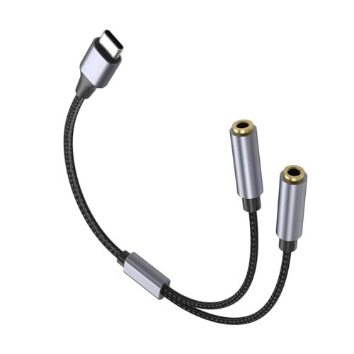 Cable divisor de audio TypeC a 3.5mm para auriculares miniatura 4