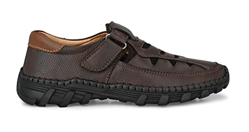MACTREE Store MACTREE Brown Faux Leather Sandals for Men - 08 UK - Image 5