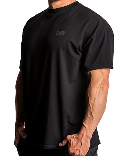Natural Athlet Oversize Fitness Tshirt für Herren –weites & langes Männer Kurzarm Gym T-Shirt – für Sport, Gym, Fitnessstudio, Workout, Bodybuilding und Krafttraining