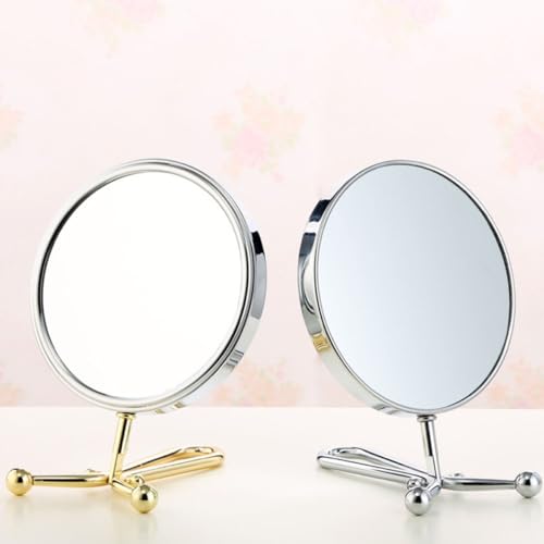 Espejo de Maquillaje de Dos Caras con Marco Ajustable Plata miniatura 4