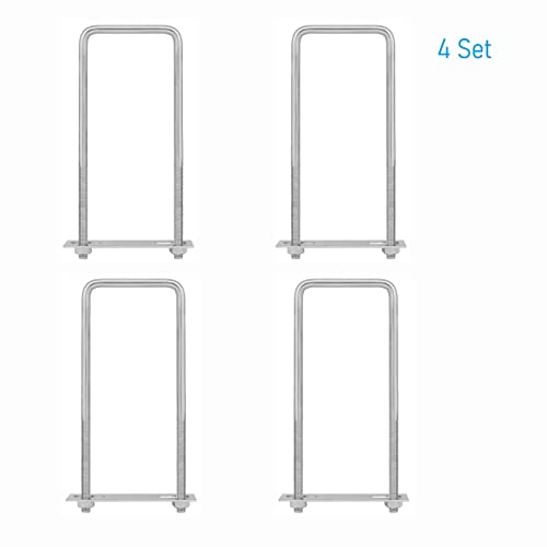 Image of 4 Sets 304 Stainless Steel Square U-Bolts 2-3 /8 inch(60mm) Inner Width, 6.3 inch(160mm) Length Stainless M8 with Nuts, Frame Plate, Accessories for Automobiles Trailer, Boat Trailer Industrial Parts