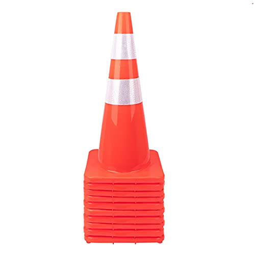 [ 10 Pack ] 28" Traffic Cones Plastic Road Cone PVC Safety Road Parking Cones Weighted Hazard Cones Construction Cones Orange Field Marker Cones Parking Barrier Safety Cones Road Cones