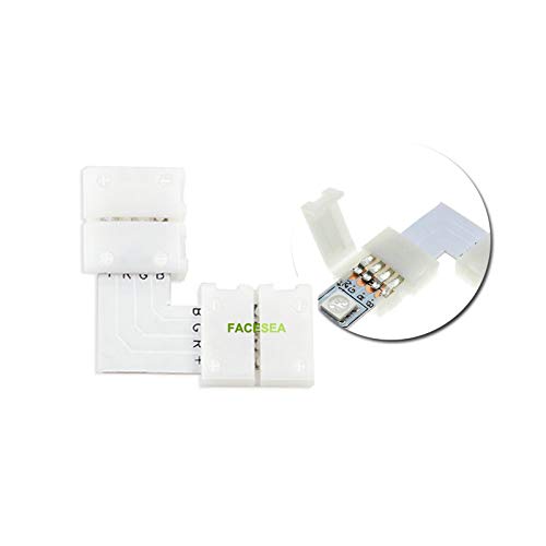 Wiring Connecting Terminals - 100sets/lot Solderless L Shape 90 Degree Corner 10mm PCB 4pin RGB LED Connectors with Clips for 12V 5050 LED Strip
