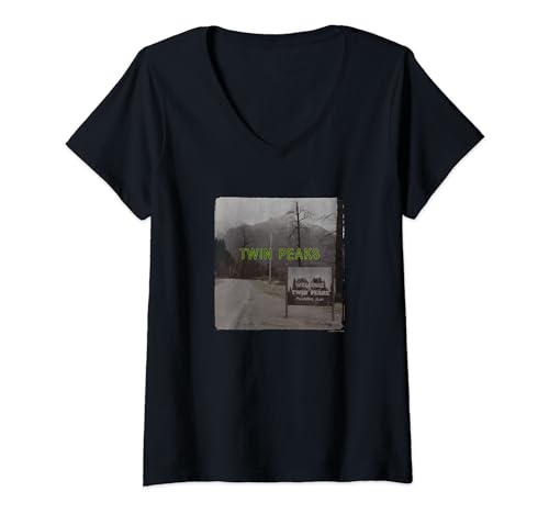 Twin Peaks Welcome Sign With Mountain View Camiseta Cuello V