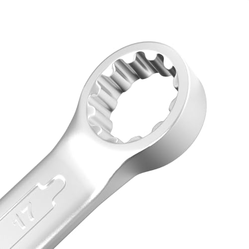 Image of Groz Combination Spanner 17 mm, Length 210 mm | DIN 3113 Standards | Chrome Vanadium, Matt Satin Chrome Combination Wrench Tool | CSP /DIN /17G