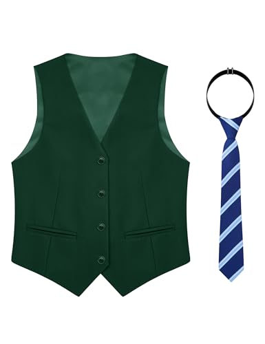 Image of Boy's 4 Button Formal Suit Vest with Tie