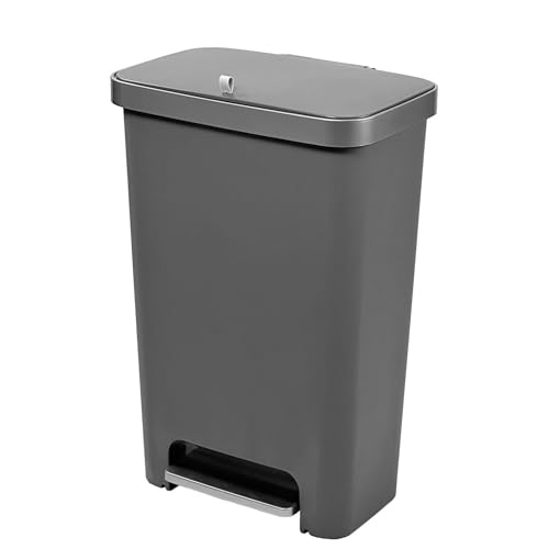 Addis 50L Rectangular Recycling Pedal Bin | 2 Compartment Kitchen Grey