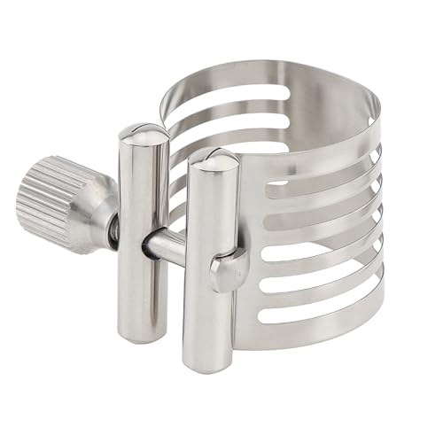 OriGlam Alto Saxophone Mouthpiece Ligature Sax Ligature, Silver, Stainless Steel with Plastic Box...