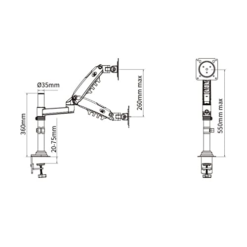 Support de moniteur écran LCD 17-27 pouces avec bras ressort à gaz