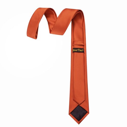 Image of YourTies Skinny Ties for Men Satin 2.4 inch Slim Necktie with Pocket Square Tie Clip Set Solid Color Wedding Party Business