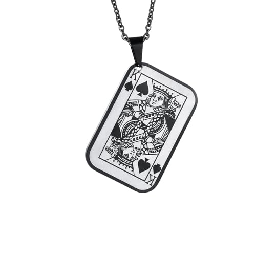 Collier homme punk avec pendentif roi de cœurs, idée cadeau originale pour motard et joueur