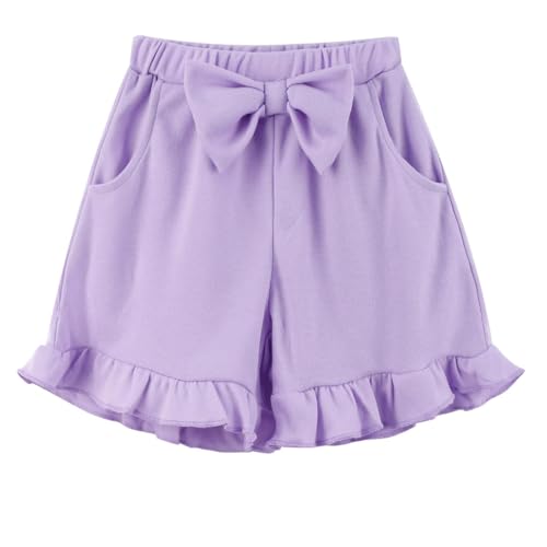 Image of Barlver Girls 2 Piece Short Set Baby Girl Summer Clothes Ruffle Sleeve T-Shirt and Bow Knot Shorts Toddler Girl Outfit Set