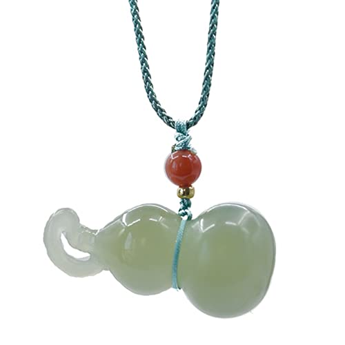 Pendant Necklace,Jade Necklace, Hetian Nephrite Jade Necklace Feng Shui Necklace Calabash/Wu Lou Pendant Lucky Charm Necklace Green Jade Amulet Good Luck Necklace Adjustable Talisman Meditation Women