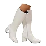 Generisch Botas altas hasta la rodilla para mujer, caña ancha, ancha, H, invierno, botas de invierno, impermeables, con tacón, botas de vaquero, botas de mujer, botas, O blanco., 41 EU