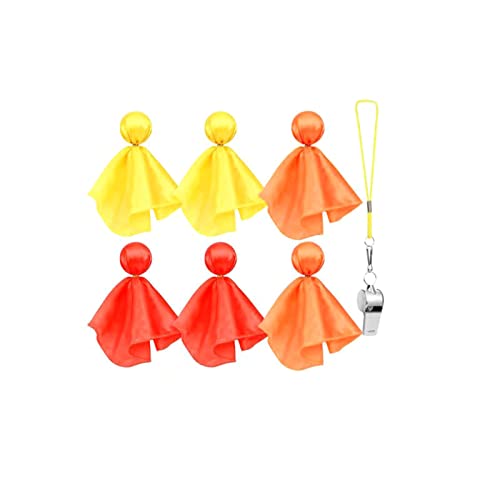 Hotfiary 6 pcs Football Penalty Flags Set Football Referee Flags Football Sports Party Accessory (Yellow, Red, Orange)